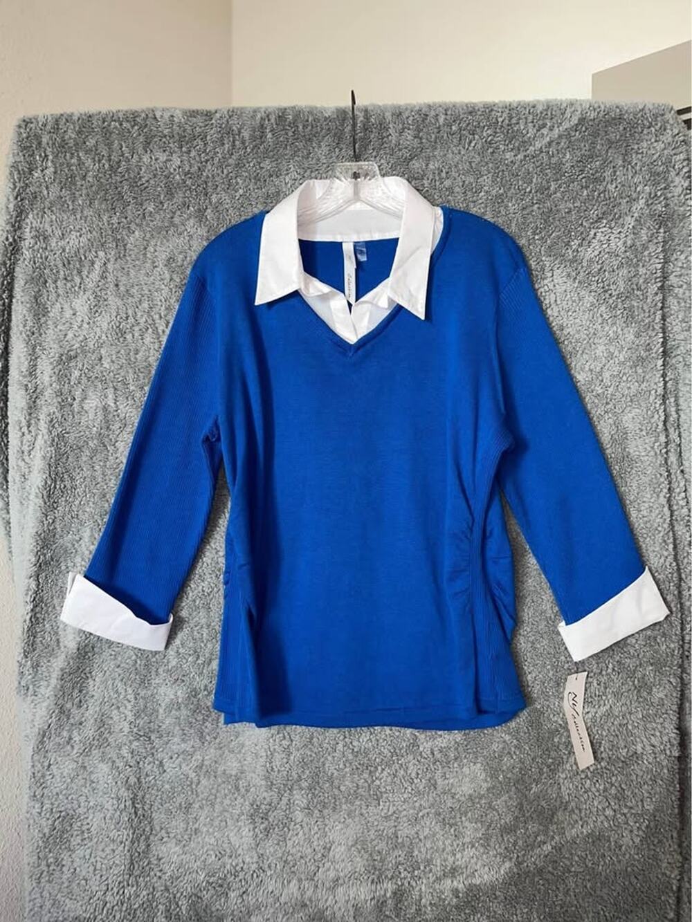 NWT NY Collection Blue Sweater Blouse